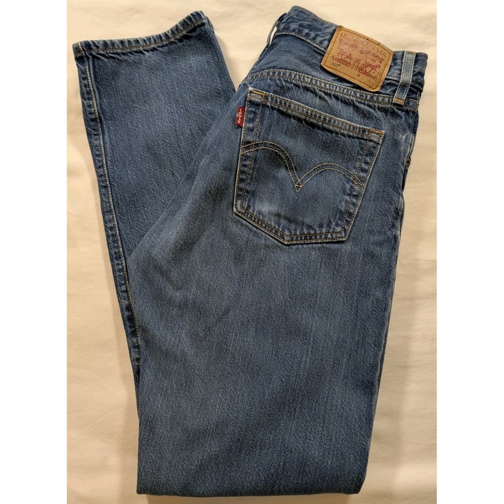Levi's 501 Original Fit Jeans Women W27 L32 Medium Wash Blue Denim Button Fly